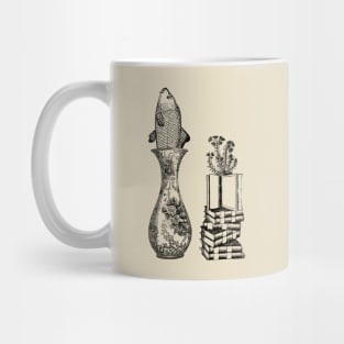 Weird fish flowers and books composition Mug